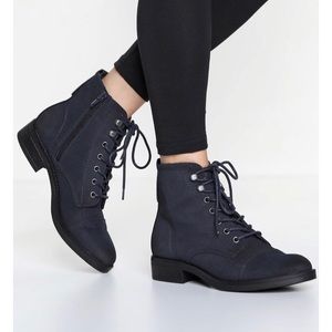 Madden Girl Fuze Navy Paris Lace-Up Zipper Boots